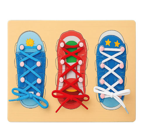 Wooden Shoes Lacing Puzzle